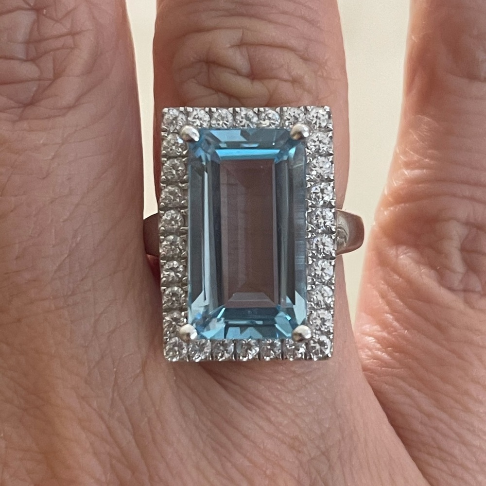 Huge blue quartz sterling silver ring - Picture 1 of 13